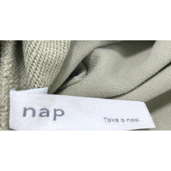 Nap Loungewear Drawstring Hem Cotton Sweatshirt Olive Green M Slouchy Oversize T - Picture 10 of 12